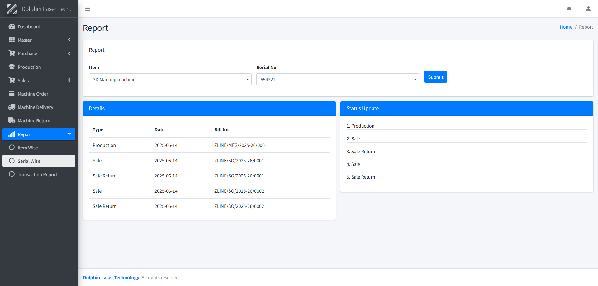 Serial Number-Wise Reporting
